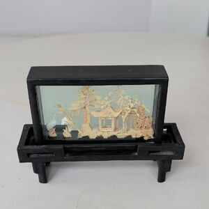 Vintage Handcarved Japan Traditional Scenery Cork Diorama Oriental Asian Decor